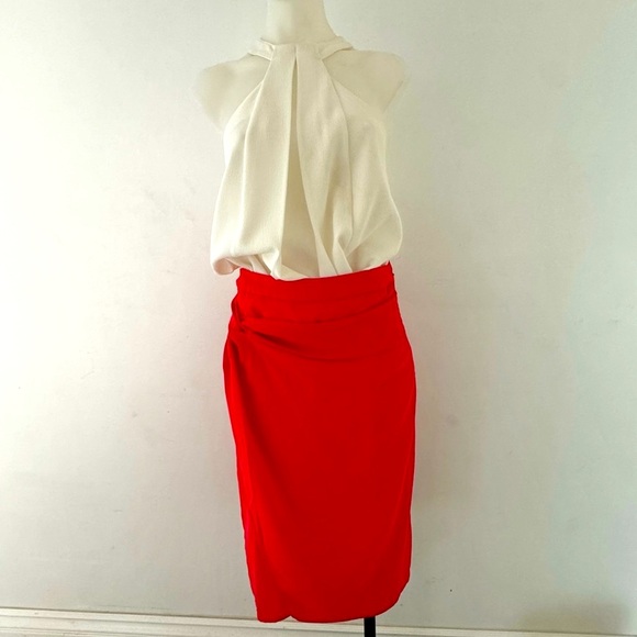 Elegant Red Pencil Skirt w/wrap detail Brand new - XS - Picture 1 of 4